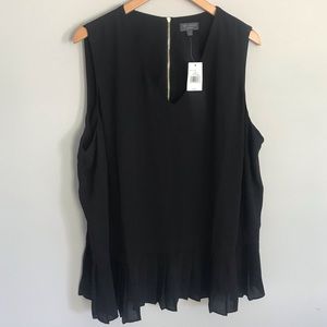 NWT The Limited black v-neck with sheer ruffle